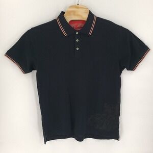 Robert Graham Shirt Mens Large Black Polo Embroidered Paisley Cotton